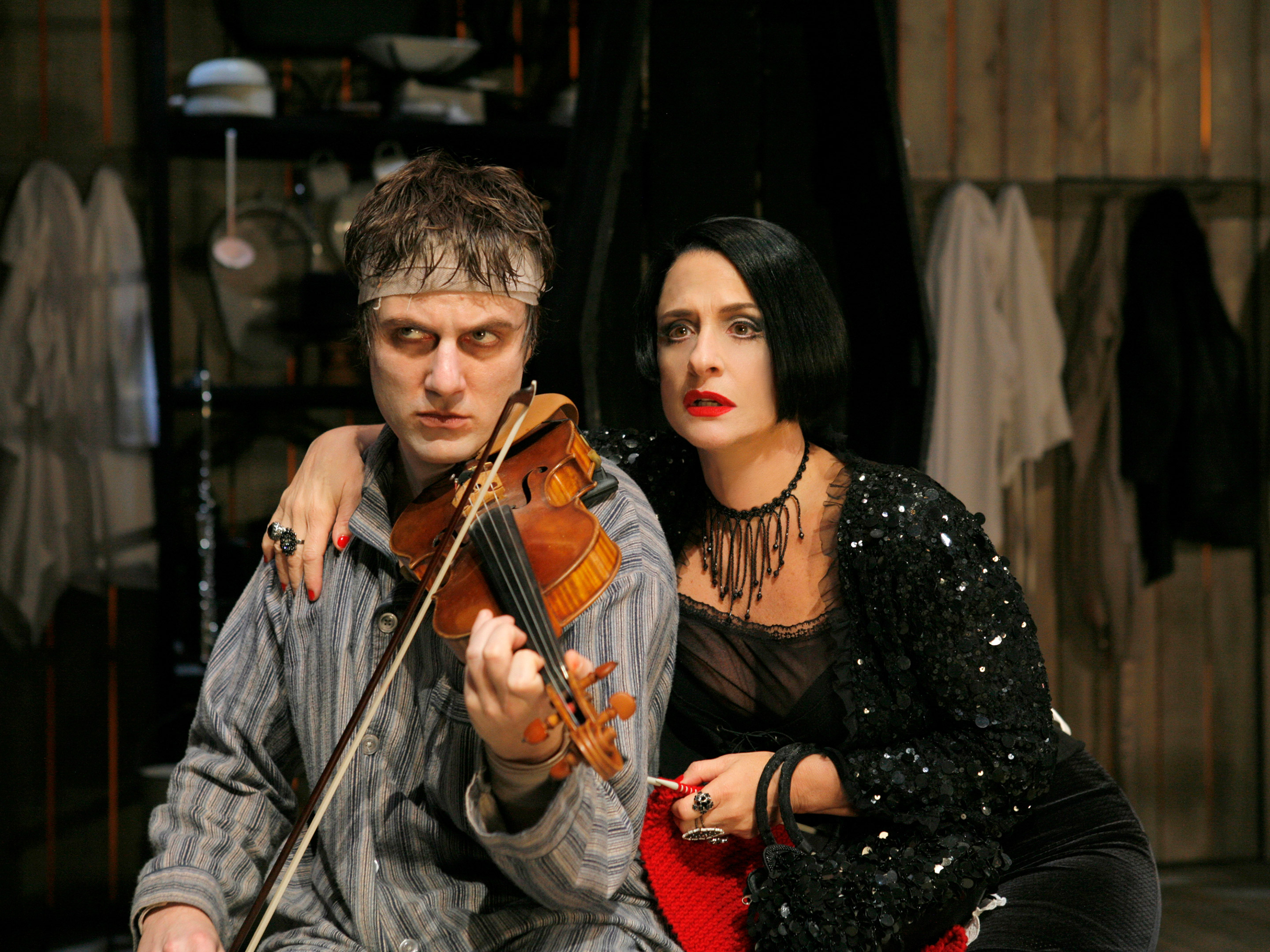 as Toby in <i>Sweeney Todd</i> with Patti Lupone<br />Photo: Paul Kolonik